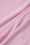 Pink Sexy Casual Sportswear Solid Backless U Neck Skinny Romper