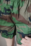 Green Casual Print Camouflage Print Patchwork High Waist Straight Full Print Bottoms