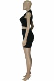 Pink Street Print Letter U Neck Sleeveless Two Pieces