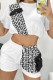 White Casual Print Patchwork O Neck Short Sleeve Two Pieces
