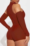 Pink Street Print Letter O Neck Rompers