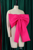 Red Sexy Casual Celebrities Solid With Bow Zipper Strapless High Waist Tops