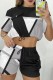 Grey Casual Print Patchwork O Neck Short Sleeve Two Pieces