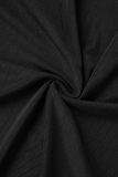 Black Sexy Solid Patchwork See-through Feathers Asymmetrical O Neck Irregular Dress Dresses