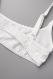 White Sexy Casual Solid Backless Spaghetti Strap Sleeveless Two Pieces