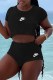 Black Casual Print Letter O Neck Short Sleeve Three Pieces