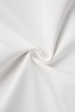 White Sexy Casual Solid Backless Spaghetti Strap Sleeveless Two Pieces