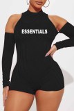 Pink Street Print Letter O Neck Rompers