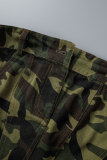 Camouflage Sexy Print Patchwork Asymmetrical Strapless Tops