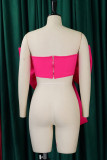 Red Sexy Casual Celebrities Solid With Bow Zipper Strapless High Waist Tops