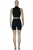 Pink Street Print Letter U Neck Sleeveless Two Pieces