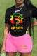 Pink Black Casual Print Patchwork O Neck Short Sleeve Two Pieces