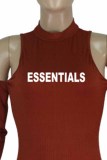 Pink Street Print Letter O Neck Rompers