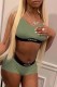 Army Green Street Print Patchwork Letter Spaghetti Strap Sleeveless Two Pieces