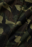 Camouflage Sexy Print Patchwork Asymmetrical Strapless Tops