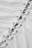 White Sexy Solid Backless Spaghetti Strap Long Dress Dresses