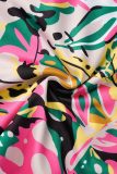 Colour Sexy Print Backless Halter Sleeveless Two Pieces