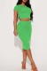 Green Casual Solid Basic O Neck Short Sleeve Two Pieces