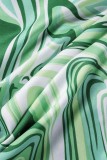 Green Sexy Print Bandage Backless 3 Piece Sets