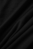 Black Casual Print Basic O Neck T-Shirts