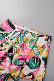 Colour Sexy Print Backless Halter Sleeveless Two Pieces