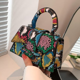 Colour Casual Vintage Print Patchwork Chains Bags