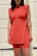Orange Red Casual Solid Slit O Neck Sleeveless Two Pieces