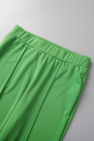 Blue Casual Solid Vests Pants U Neck Sleeveless Two Pieces