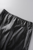 Black Sexy Casual Solid Basic O Neck Sleeveless Two Pieces