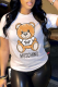 White Casual Print Patchwork O Neck T-Shirts