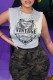 Grey Casual Print Hollowed Out Patchwork O Neck T-Shirts