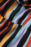 Multicolor Casual Striped Print Bandage Patchwork Off the Shoulder Straight Dresses