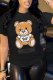 Black Casual Print Patchwork O Neck T-Shirts