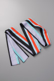 Multicolor Casual Striped Print Bandage Patchwork Off the Shoulder Straight Dresses