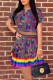 Colour Casual Print Letter O Neck Short Sleeve Two Pieces