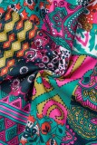 Multicolor Casual Print Patchwork Pocket Regular High Waist Conventional Full Print Trousers