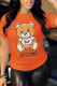 Orange Casual Print Patchwork O Neck T-Shirts