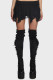 Black Sexy Street Solid Patchwork Asymmetrical Straight Low Waist Straight Solid Color Bottoms