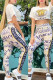 White Gold Casual Print Letter O Neck Short Sleeve Two Pieces