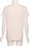 Khaki Casual Print Basic V Neck T-Shirts