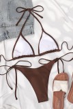 Red Sexy Solid Bandage Backless Swimwears (With Paddings)