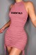 Pink Sexy Print Fold Letter Halter A Line Dresses