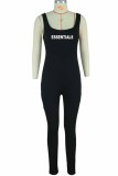Pink Street Print Letter U Neck Jumpsuits