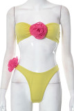 White Sexy Solid Patchwork Appliques Swimwears