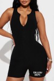 Pink Sportswear Print Letter Zipper Collar Rompers