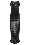 Black Sexy Solid Hollowed Out See-through Slit O Neck Beach Dress Dresses