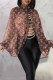 Light Brown Street Print See-through Letter O Neck Tops(Not Contain A Pearl Necklace)