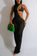 Black Sexy Solid Hollowed Out Patchwork Swimwears Cover Up(Three Pieces)