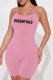Pink Street Print Letter Spaghetti Strap Rompers