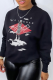 Black Casual Street Print Patchwork O Neck Tops